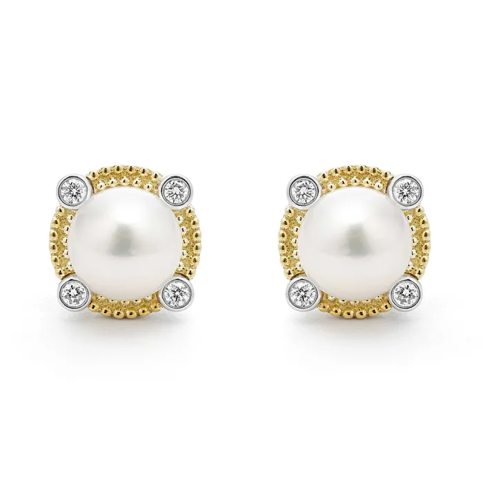 Luna Pearl Diamond Stud Earrings LAGOS Earrings