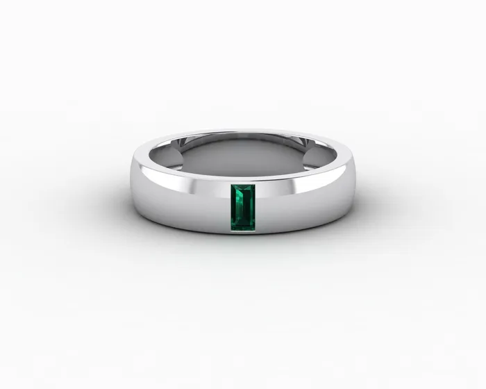Mariana 45mm Mens Green Emerald Baguette Wedding Band Sapheena Jewelry Rings