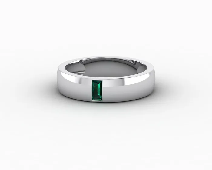 Mariana 45mm Mens Green Emerald Baguette Wedding Band Sapheena Jewelry Rings