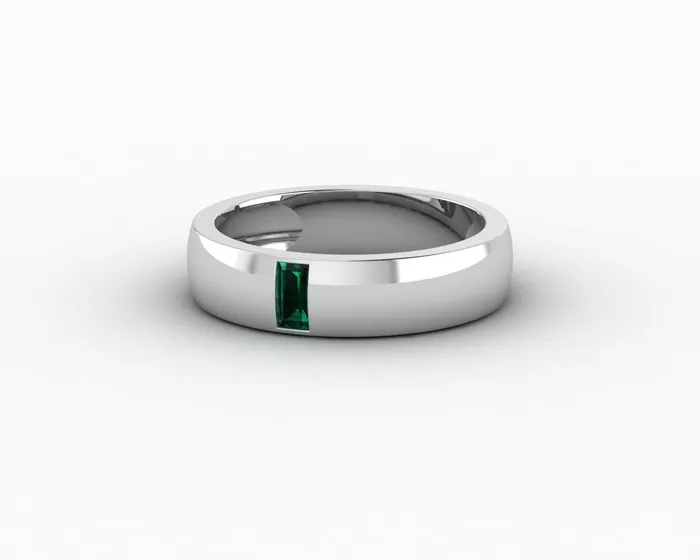 Mariana 45mm Mens Green Emerald Baguette Wedding Band Sapheena Jewelry Rings