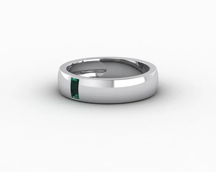 Mariana 45mm Mens Green Emerald Baguette Wedding Band Sapheena Jewelry Rings