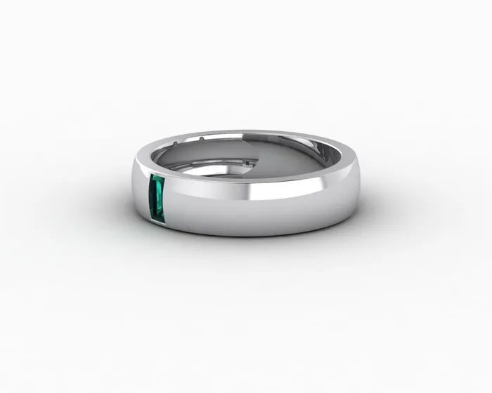 Mariana 45mm Mens Green Emerald Baguette Wedding Band Sapheena Jewelry Rings