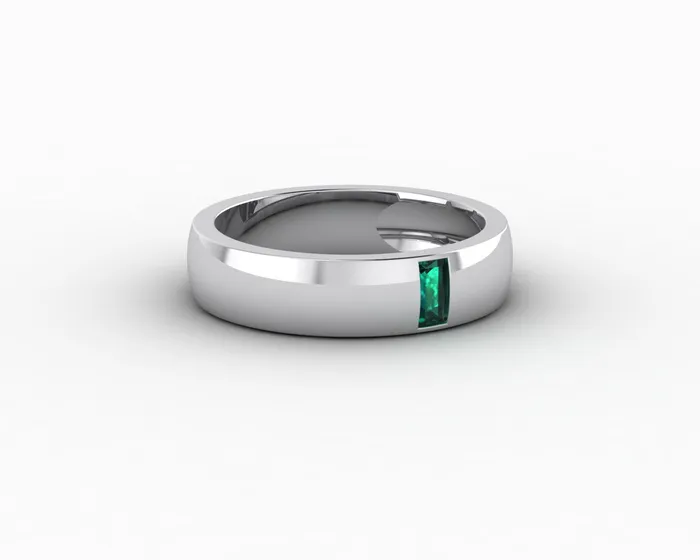 Mariana 45mm Mens Green Emerald Baguette Wedding Band Sapheena Jewelry Rings