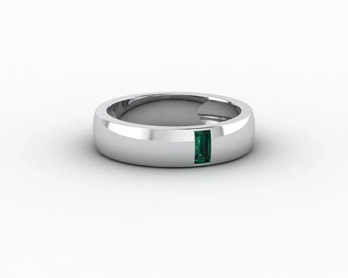 Mariana 45mm Mens Green Emerald Baguette Wedding Band Sapheena Jewelry Rings
