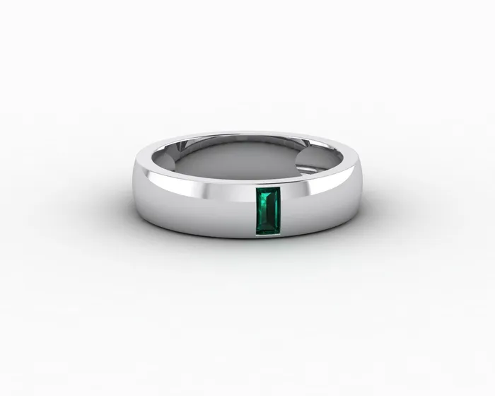 Mariana 45mm Mens Green Emerald Baguette Wedding Band Sapheena Jewelry Rings