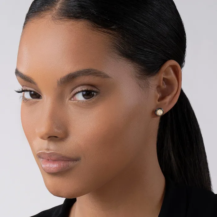 Meridian 18K Gold and Black Ceramic Diamond Stud Earrings LAGOS Earrings