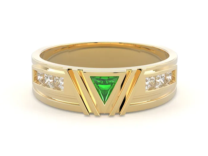 Monty Mens Green Emerald Triangle Cut Wedding Ring Sapheena Jewelry Rings