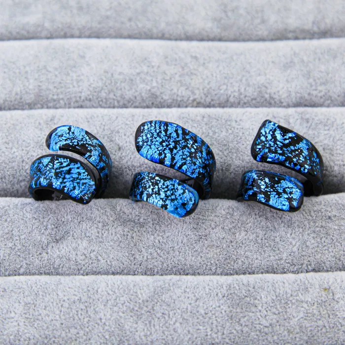 MuranoVItrum Rings Blue Light Ring Handmade Medusa Murano Glass MuranoVItrum Rings Blue Light Ring Handmade Medusa Murano Glass