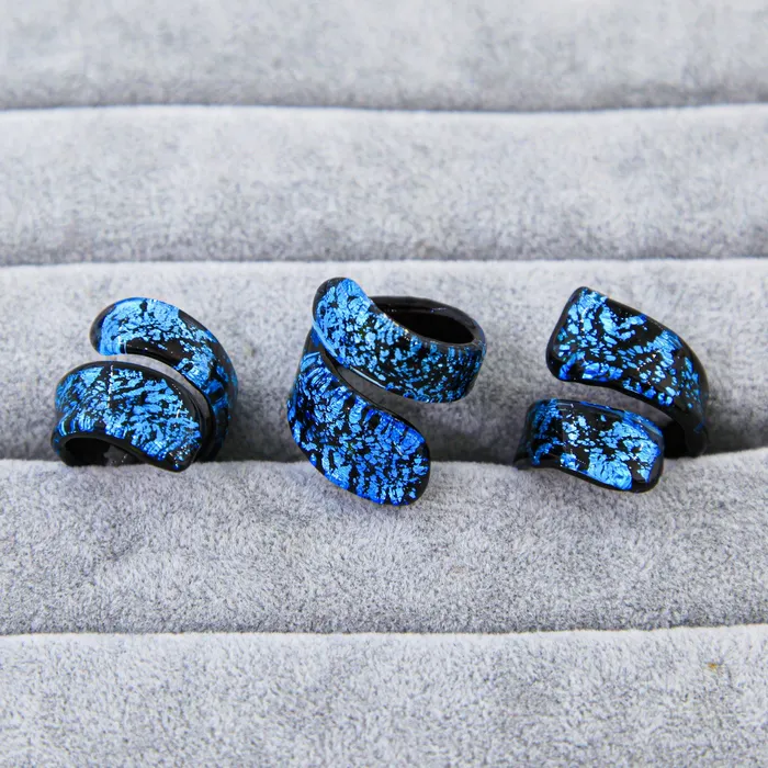 MuranoVItrum Rings Blue Light Ring Handmade Medusa Murano Glass MuranoVItrum Rings Blue Light Ring Handmade Medusa Murano Glass