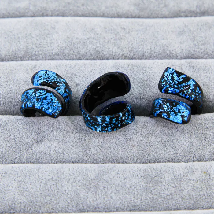 MuranoVItrum Rings Blue Light Ring Handmade Medusa Murano Glass MuranoVItrum Rings Blue Light Ring Handmade Medusa Murano Glass