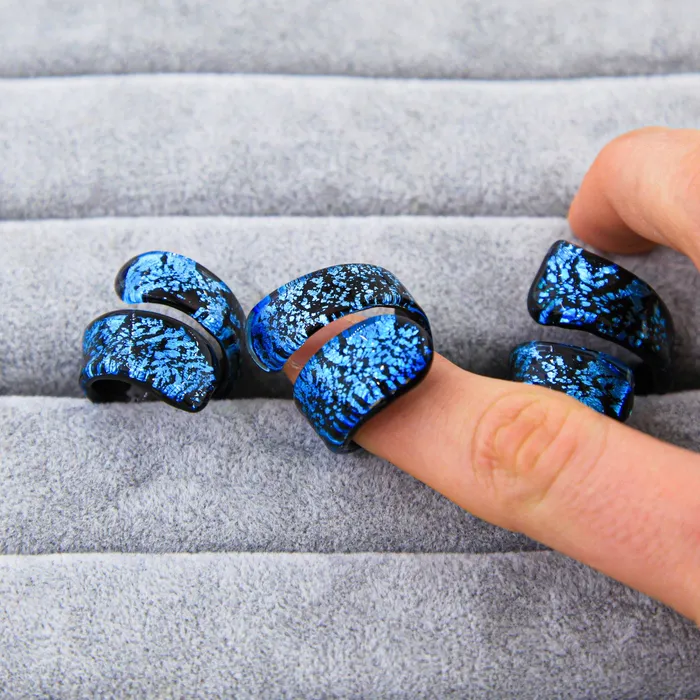 MuranoVItrum Rings Blue Light Ring Handmade Medusa Murano Glass MuranoVItrum Rings Blue Light Ring Handmade Medusa Murano Glass