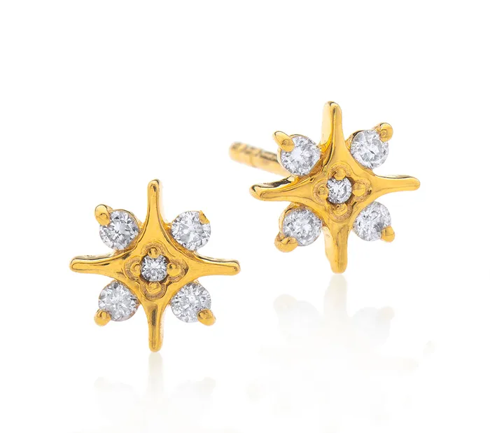 Nava Zahavi Earrings Nava Zahavi Star Diamonds Yellow Gold Stud Earrings