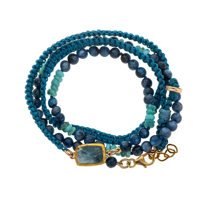 Nava Zahavi Nava Zahavi Yellow Gold Turquoise Tanzanite and Aquamarine Bracelet Bracelets Nava Zahavi Nava Zahavi Yellow Gold Turquoise Tanzanite and Aquamarine Bracelet Bracelets