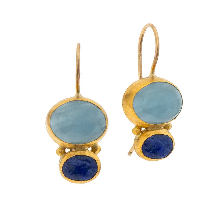 Nava Zahavi Yellow Gold Aquamarine and Tanzanite Earrings Nava Zahavi Earrings Nava Zahavi Yellow Gold Aquamarine and Tanzanite Earrings Nava Zahavi Earrings