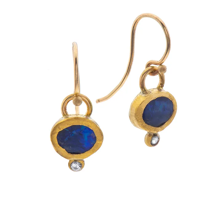 Nava Zahavi Yellow Gold Opal Diamond Earrings Nava Zahavi Earrings