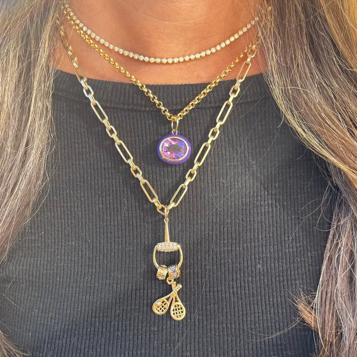 NicoleHD Jewelry Charm Necklaces Gold Tennis Rackets Charm NicoleHD Jewelry Charm Necklaces Gold Tennis Rackets Charm
