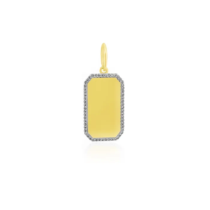 NicoleHD Jewelry Earrings Dog Tag Gold And Diamond Charm