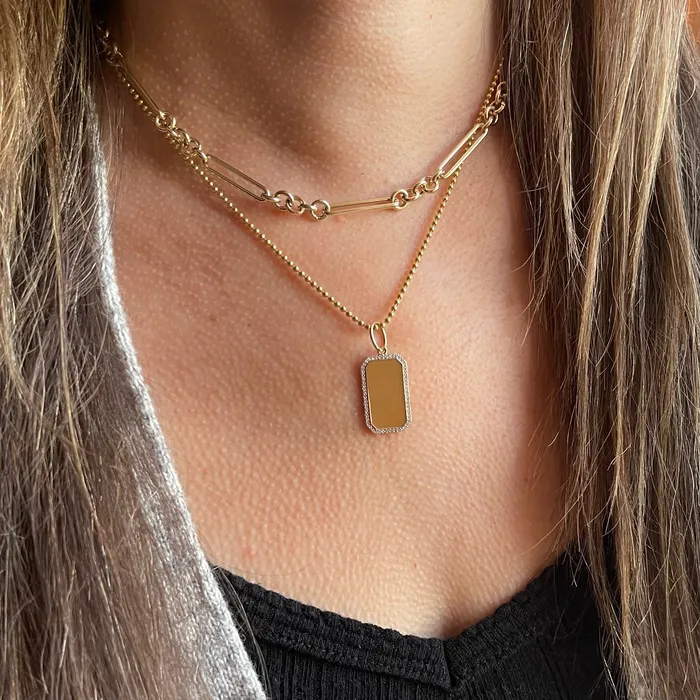 NicoleHD Jewelry Earrings Dog Tag Gold And Diamond Charm NicoleHD Jewelry Earrings Dog Tag Gold And Diamond Charm