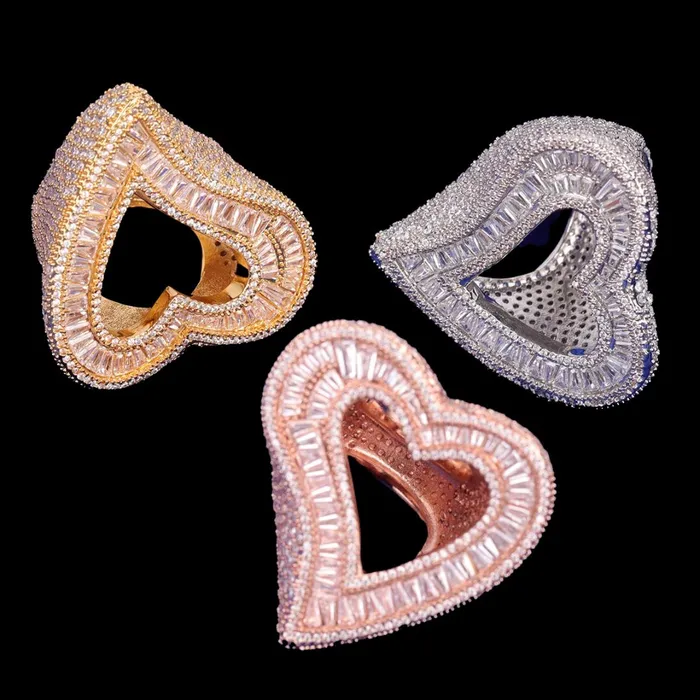 Open Heart Iced Out Diamond Ring OPEN HEART Rings