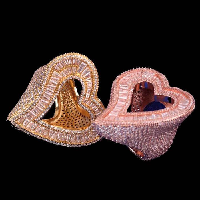 Open Heart Iced Out Diamond Ring OPEN HEART Rings