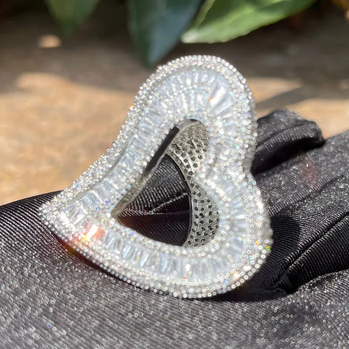 Open Heart Iced Out Diamond Ring OPEN HEART Rings