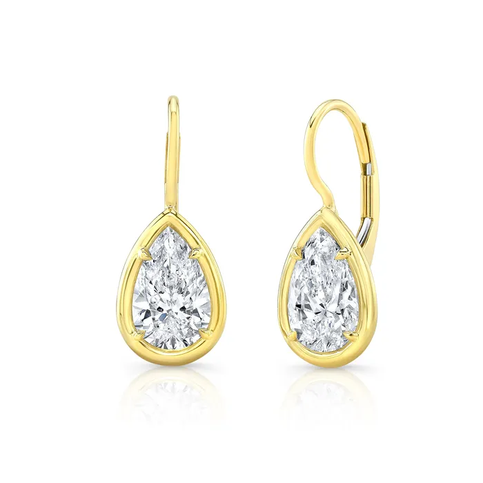 Pear Shape Bezel Set Diamond Earrings Rahaminov Diamonds Earrings