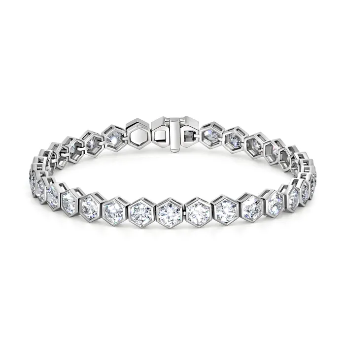 Polachecks Collection Bracelets Hexagon Shape Diamond Tennis Bracelet 822tw