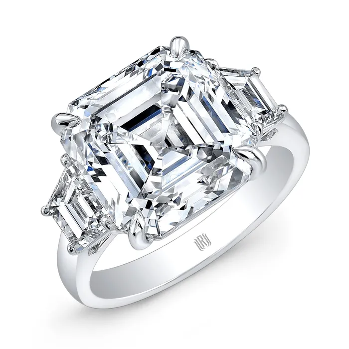 RAHAMINOV DIAMONDS INC Rings 402 Carat FVS1 AsscherCut Diamond Platinum Ring with Bullet Side Stones RAHAMINOV DIAMONDS INC Rings 402 Carat FVS1 AsscherCut Diamond Platinum Ring with Bullet Side Stones