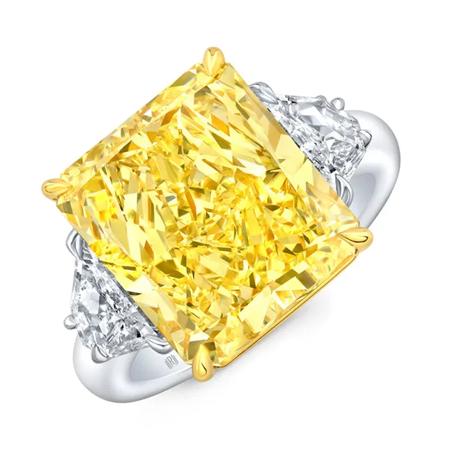 RAHAMINOV DIAMONDS INC Rings Radiant Fancy Yellow Diamond Ring in Platinum and 18kt Yellow Gold RAHAMINOV DIAMONDS INC Rings Radiant Fancy Yellow Diamond Ring in Platinum and 18kt Yellow Gold