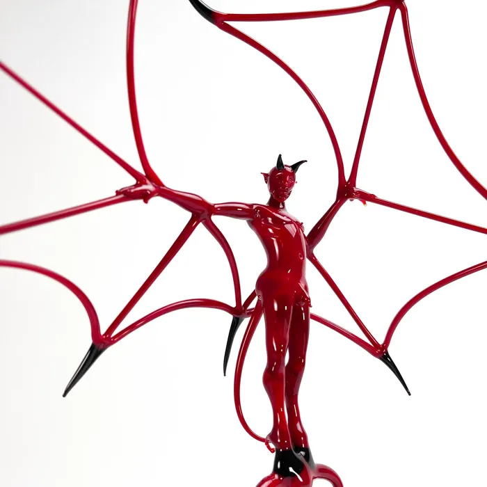 Red Flying Devil in the Stand Murano Glass Stefano Busato Earrings