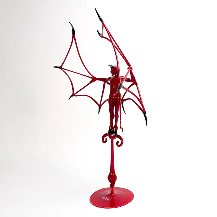 Red Flying Devil in the Stand Murano Glass Stefano Busato Earrings