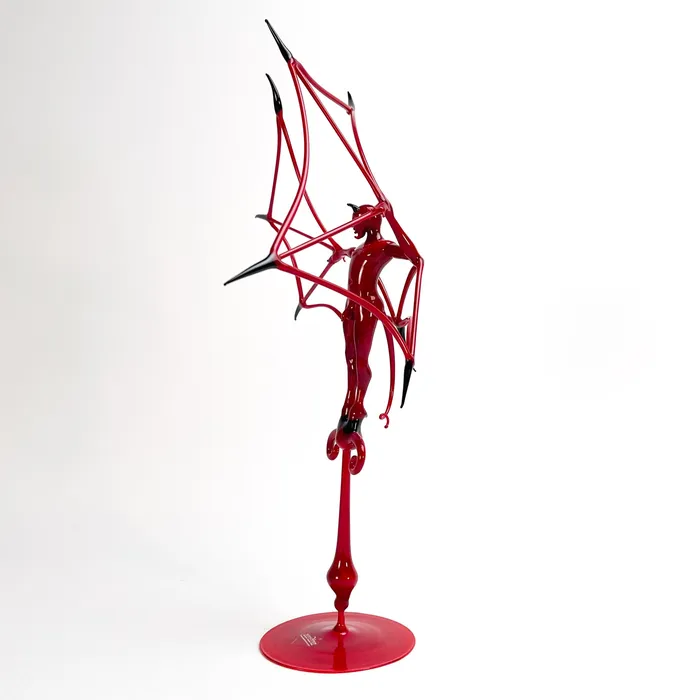 Red Flying Devil in the Stand Murano Glass Stefano Busato Earrings
