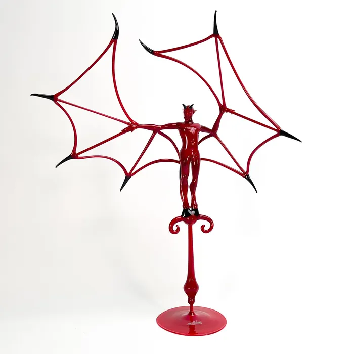 Red Flying Devil in the Stand Murano Glass Stefano Busato Earrings