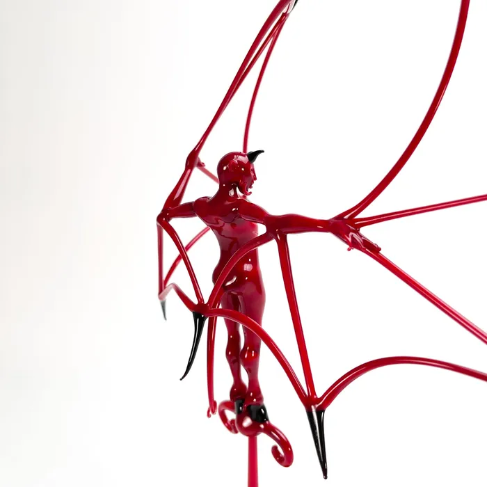 Red Flying Devil in the Stand Murano Glass Stefano Busato Earrings