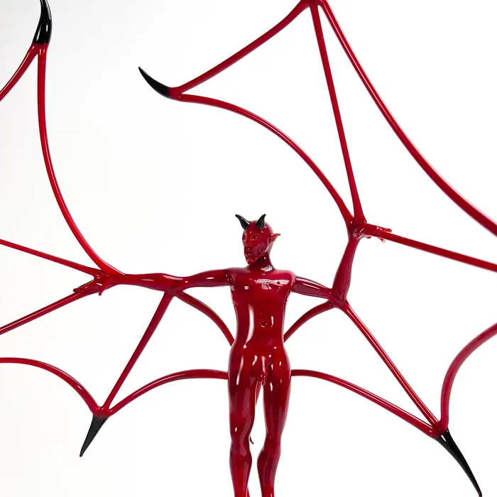 Red Flying Devil in the Stand Murano Glass Stefano Busato Earrings