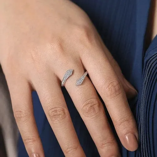 Rings 14K White Gold Diamond Pave Bypass Open Ring GABRIEL CO