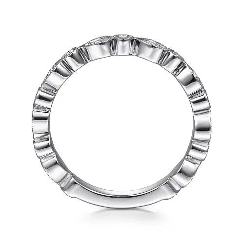 Rings 14K White Gold Pear and Round Station Stackable Diamond Ring GABRIEL CO Rings 14K White Gold Pear and Round Station Stackable Diamond Ring GABRIEL CO