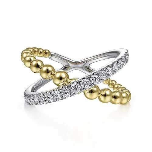 Rings 14K WhiteYellow Gold Bujukan Diamond Criss Cross Ring GABRIEL CO