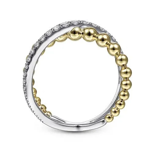 Rings 14K WhiteYellow Gold Bujukan Diamond Criss Cross Ring GABRIEL CO