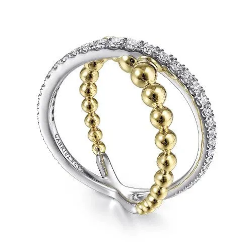 Rings 14K WhiteYellow Gold Bujukan Diamond Criss Cross Ring GABRIEL CO