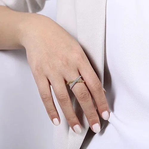 Rings 14K WhiteYellow Gold Bujukan Diamond Criss Cross Ring GABRIEL CO