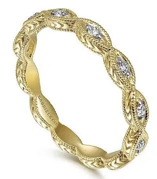 Rings 14K Yellow Gold Diamond Bujukan Marquise Station Ring GABRIEL CO