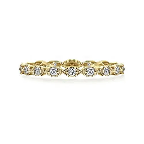 Rings 14K Yellow Gold Marquise Station Diamond Stackable Ring GABRIEL CO