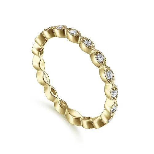 Rings 14K Yellow Gold Marquise Station Diamond Stackable Ring GABRIEL CO