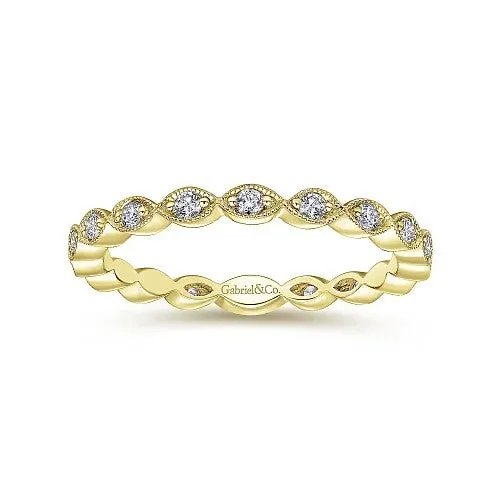 Rings 14K Yellow Gold Marquise Station Diamond Stackable Ring GABRIEL CO