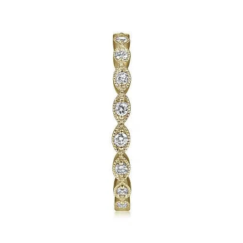 Rings 14K Yellow Gold Marquise Station Diamond Stackable Ring GABRIEL CO