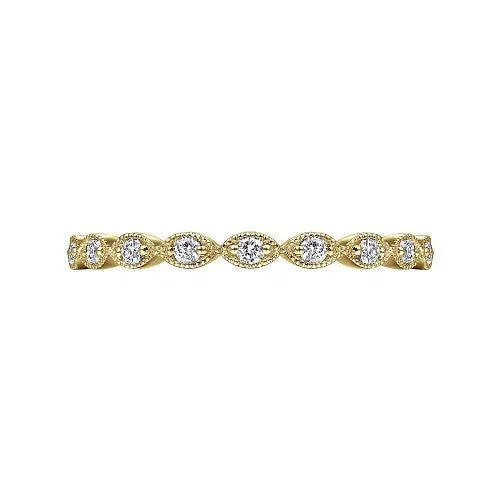Rings 14K Yellow Gold Marquise Station Diamond Stackable Ring GABRIEL CO