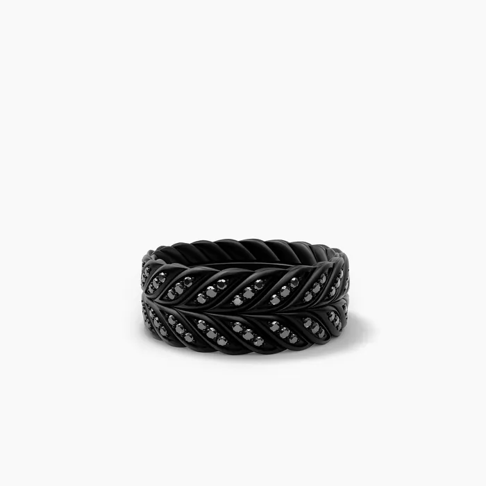 Rings 9MM CHEVRON PAVE BAND RING DI BLK TITAN David Yurman