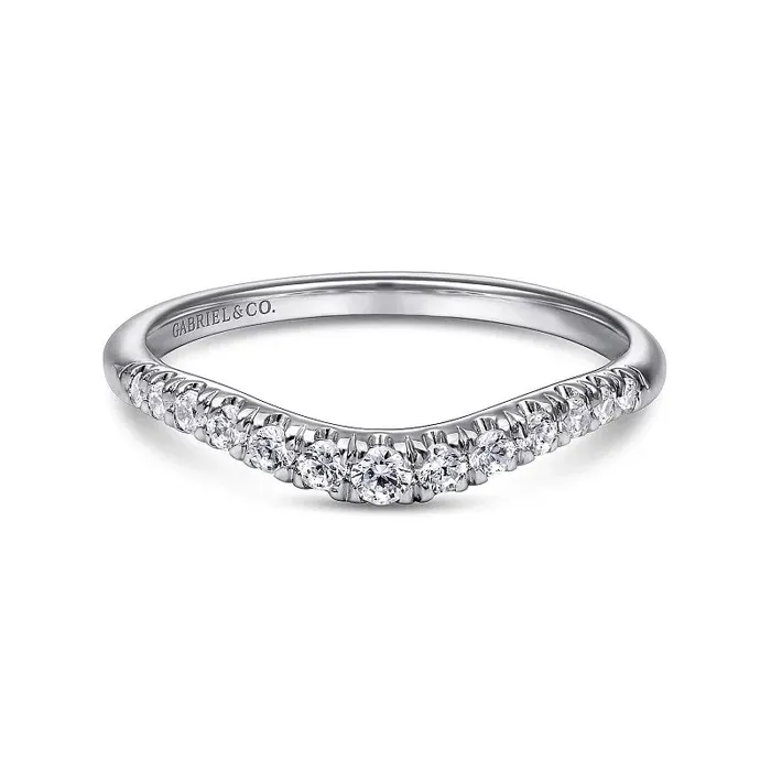 Rings Annecy Curved 14K White Gold French Pave Diamond Wedding Band 025 ct GABRIEL CO Rings Annecy Curved 14K White Gold French Pave Diamond Wedding Band 025 ct GABRIEL CO