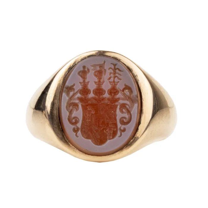 Rings Antique Intaglio Signet Ring Bell Bird Antiques